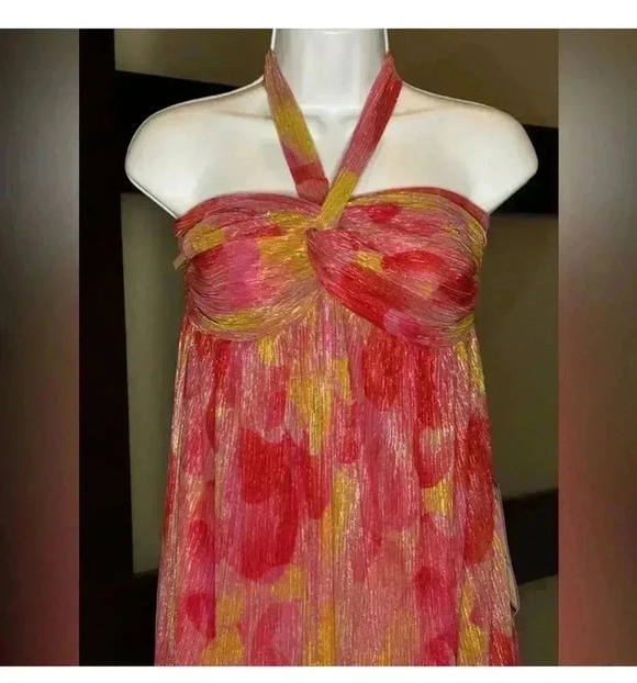 Violet Weekend Juniors' Metallic Print Halter Maxi Dress Size 07/08 Medium - Picture 5 of 9